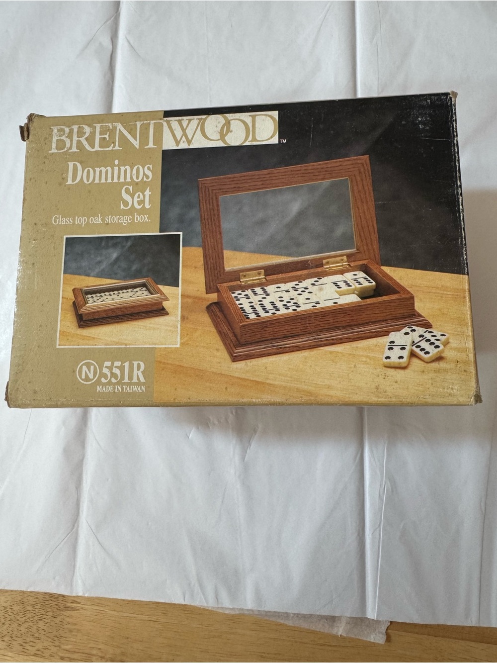 Brentwood domino game with wooden storage box vintage